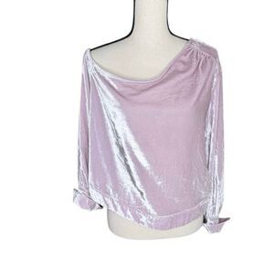 NEW Free People Top Shell Pink Velvet Off Shoulder Oversized Size XS Romantic